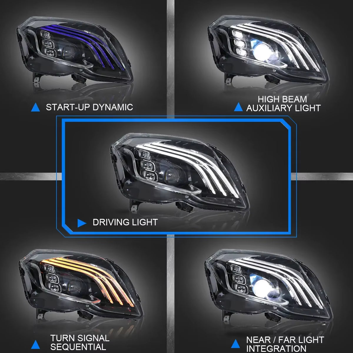 Car for Benz GLK X204 Headlights 2013-2015 Upgrade Modified to New DRL Dynamic Turn Signal LED Headlight Auto Accessories
