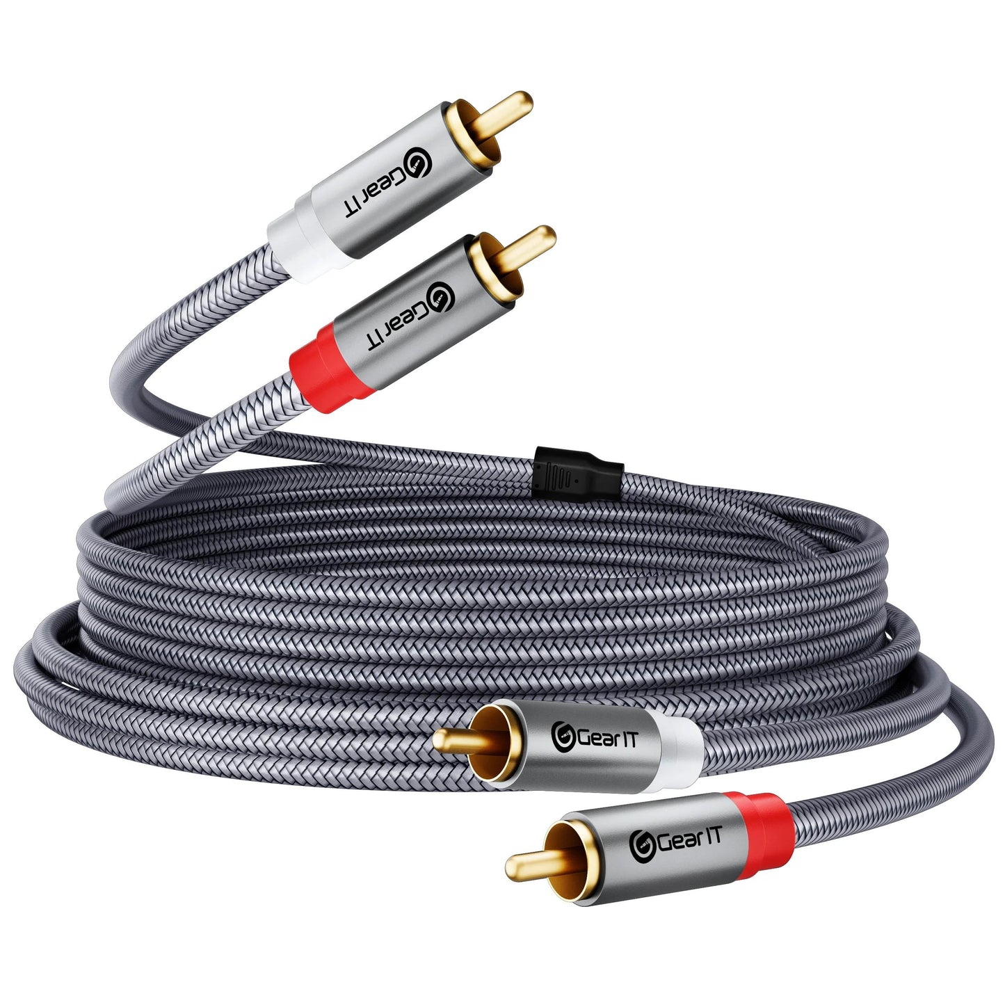 GEARit RCA Cable (50FT) 2RCA Male to 2RCA Male Stereo Audio Cables Shielded Braided RCA Stereo Cable for Home Theater, HDTV, Amplifiers, Hi-Fi Systems, Car Audio, Speakers