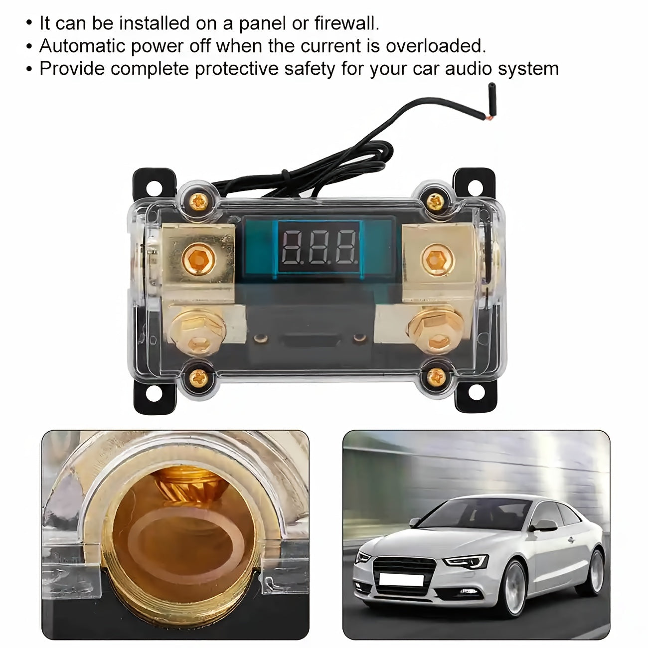 Car Audio Power Fuse Box With Display 150A Digital Circuit Breaker, Vehicle Audio Overload Protection Safety Device