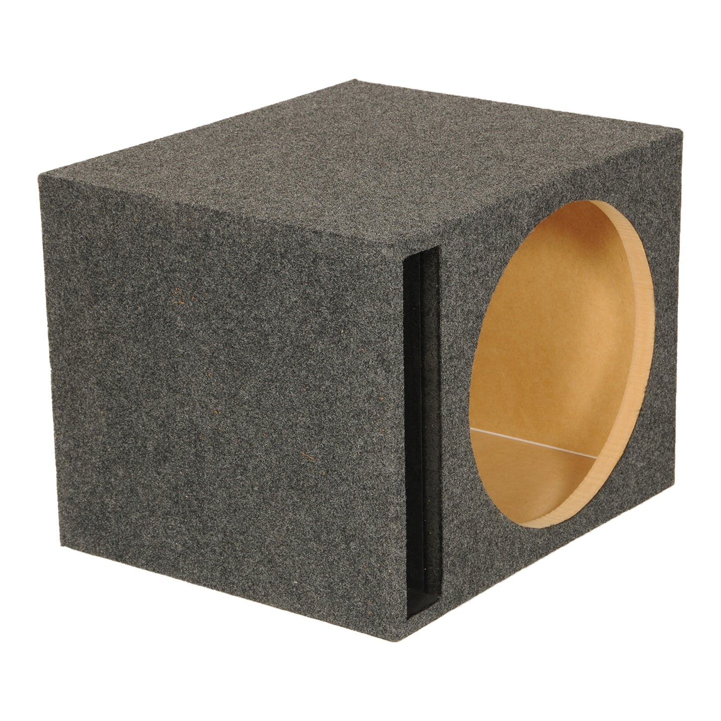 QPower 15 Inch Heavy-Duty Single Vented Carpet Covered Durable Car Audio Vehicle Subwoofer Enclosure Woofer Box, Charcoal Gray