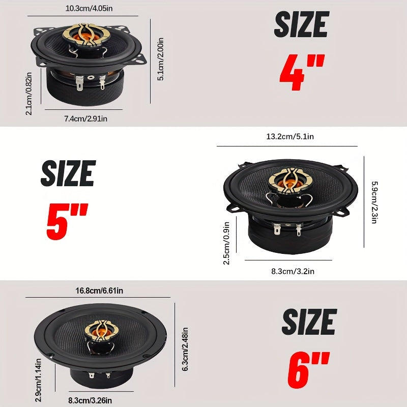 a pair 4-inch/5-inch/6.5-inch car high-mid-bass integrated car speaker - 600W/800W/1000W, 4 ohms, suitable for car audio modification