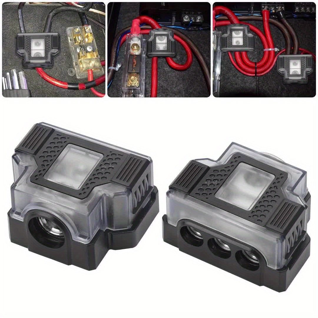 Universal Power Distribution Block, 2/3/4 Way Amplifier Connector, For Car & Marine Audio Enthusiasts, Multiple Gauge Outputs 0/2/4 AWG and 4/8/10 AWG, for Upgrading Car Stereo Systems & Car Audio, Without Battery