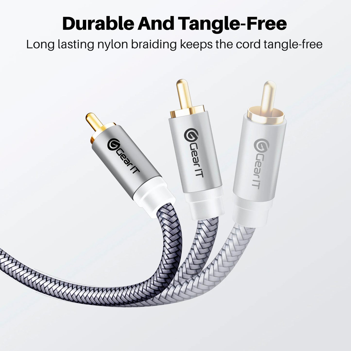GEARit RCA Cable (50FT) 2RCA Male to 2RCA Male Stereo Audio Cables Shielded Braided RCA Stereo Cable for Home Theater, HDTV, Amplifiers, Hi-Fi Systems, Car Audio, Speakers