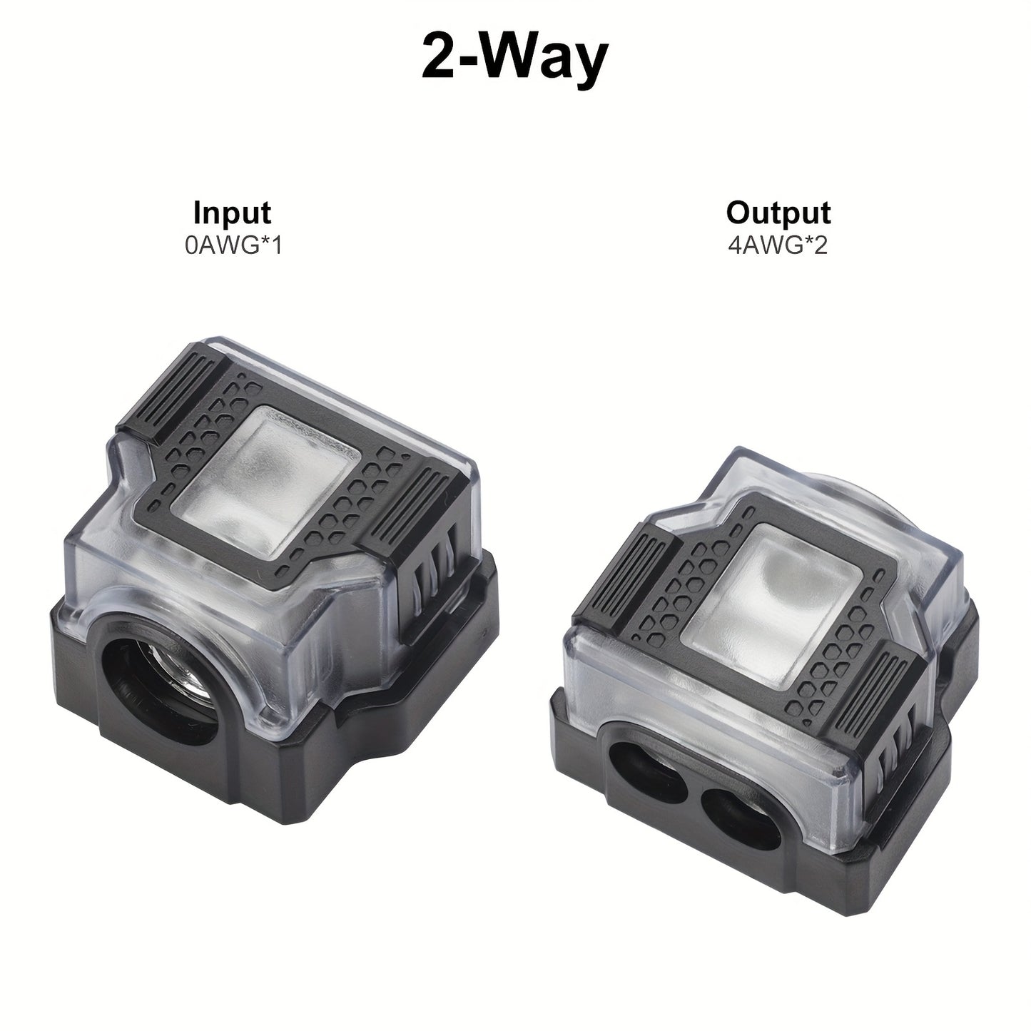 Universal Power Distribution Block, 2/3/4 Way Amplifier Connector, For Car & Marine Audio Enthusiasts, Multiple Gauge Outputs 0/2/4 AWG and 4/8/10 AWG, for Upgrading Car Stereo Systems & Car Audio, Without Battery