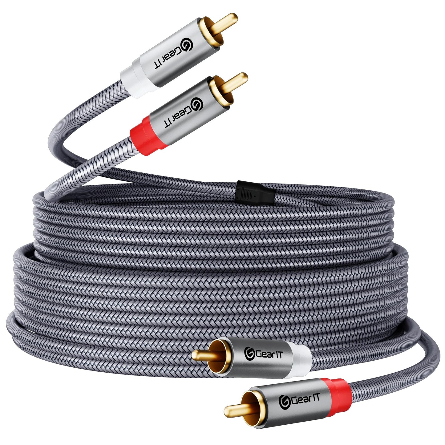 GEARit RCA Cable (50FT) 2RCA Male to 2RCA Male Stereo Audio Cables Shielded Braided RCA Stereo Cable for Home Theater, HDTV, Amplifiers, Hi-Fi Systems, Car Audio, Speakers