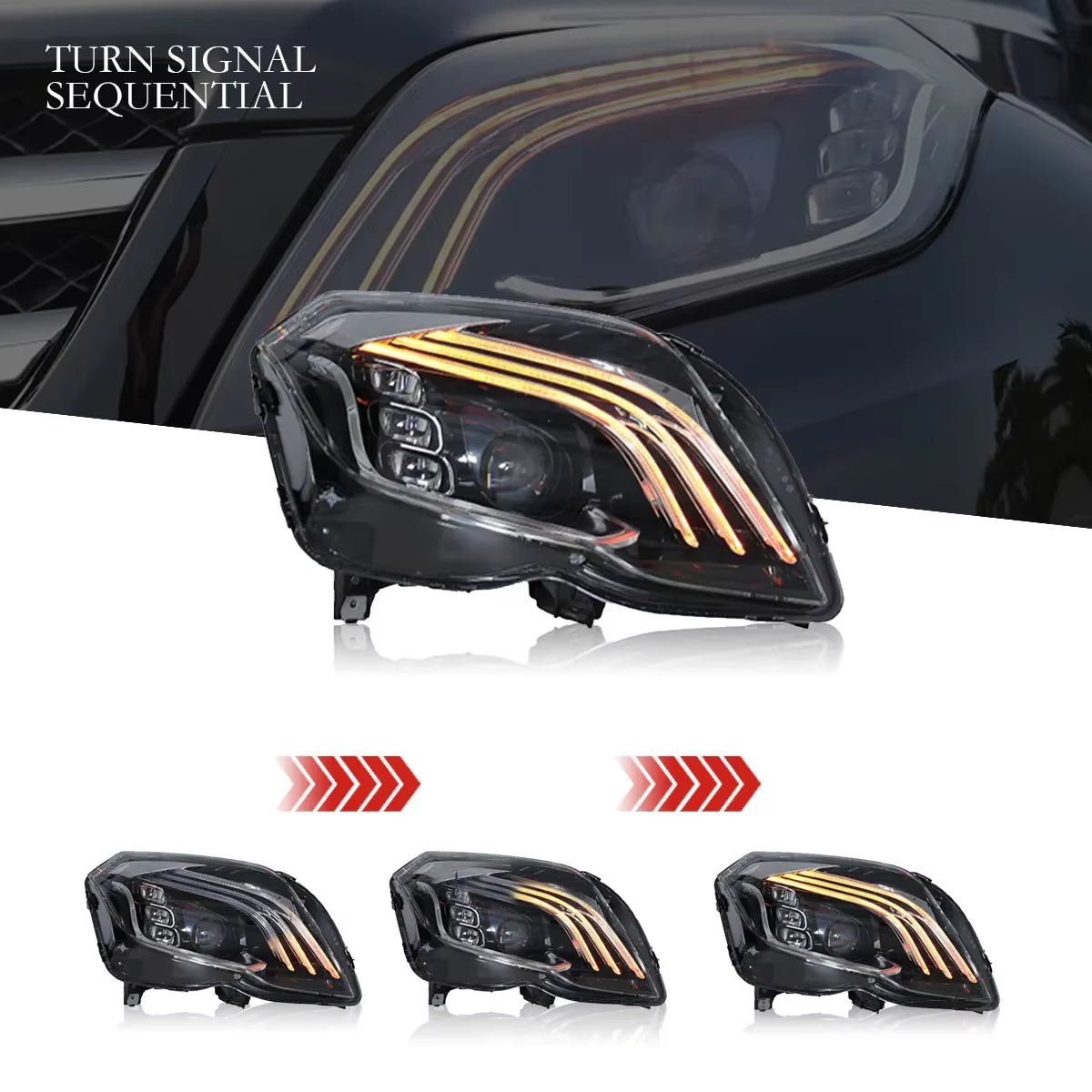 Car for Benz GLK X204 Headlights 2013-2015 Upgrade Modified to New DRL Dynamic Turn Signal LED Headlight Auto Accessories