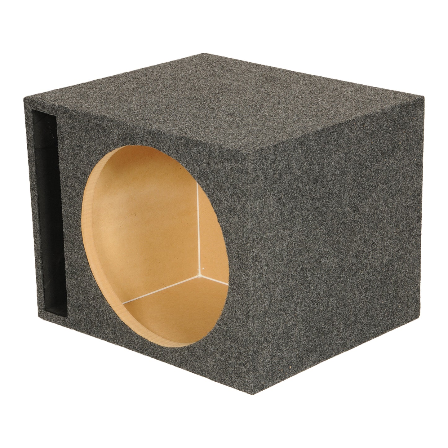 QPower 15 Inch Heavy-Duty Single Vented Carpet Covered Durable Car Audio Vehicle Subwoofer Enclosure Woofer Box, Charcoal Gray