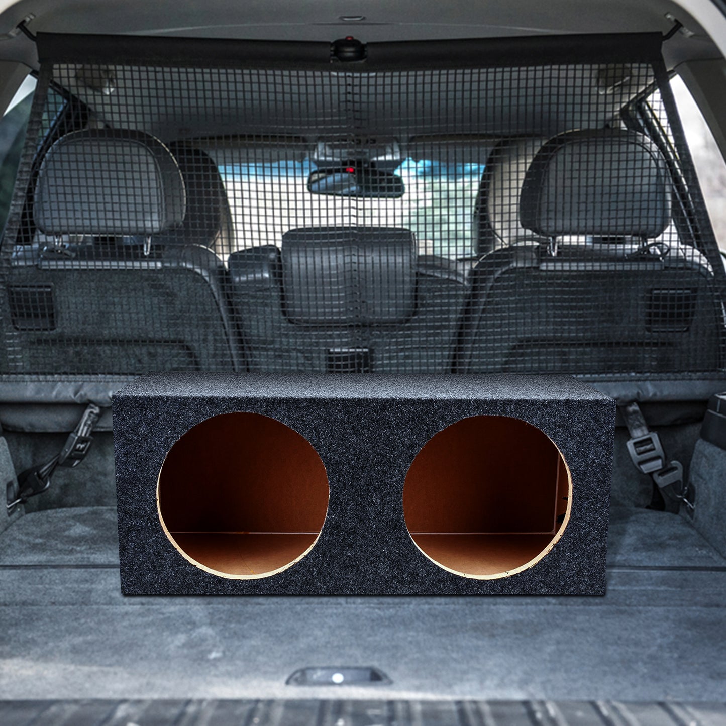 QPower 12 Inch Heavy-Duty Dual Sealed Carpet Covered Durable Car Audio Vehicle Subwoofer Enclosure Woofer Box, Charcoal Gray