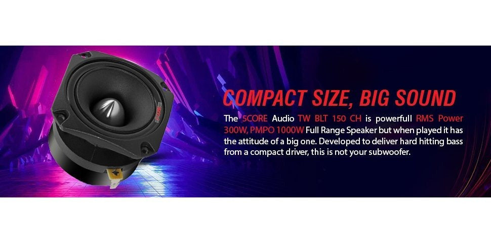 5 CORE Tweeters Speakers Car Audio Pair 600W Combined Peak 4 Ohm 3.5 Inch Aluminum Super Bullet Tuiters para Sonido para Carro - TW BLT 150 BLK Pair