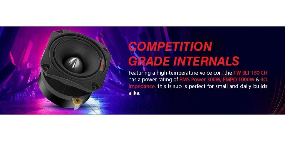 5 CORE Tweeters Speakers Car Audio Pair 600W Combined Peak 4 Ohm 3.5 Inch Aluminum Super Bullet Tuiters para Sonido para Carro - TW BLT 150 BLK Pair