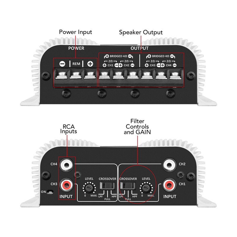 TS400X4 400W RMS 4 Channel Amplifier Ultra Compact Class D 2 Ohm Stable for Car Audio Systems Ships from USA