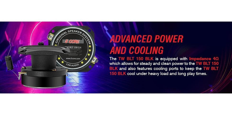 5 CORE Tweeters Speakers Car Audio Pair 600W Combined Peak 4 Ohm 3.5 Inch Aluminum Super Bullet Tuiters para Sonido para Carro - TW BLT 150 BLK Pair