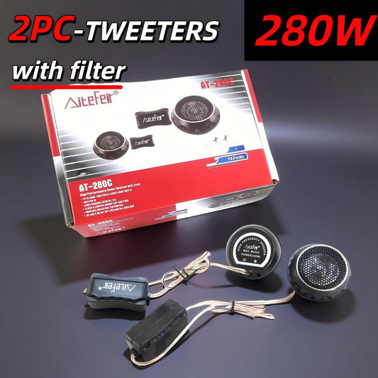 2pcs 280W Car Tweeters with Crossover Filter - Film Soft Dome Stereo Speakers, Balanced Sound Car Audio Speaker Boxes