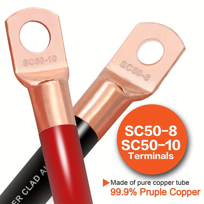 1/0 Gauge Wires (20 Feet Each - Red/black), (25 Feet Each - Red/black) Copper-clad Aluminum CCA - Primary Automotive Wires, Automotive Amplifier Power And Ground Cables, Car Audio Speaker Battery Cables, Solar, Automotive, RV