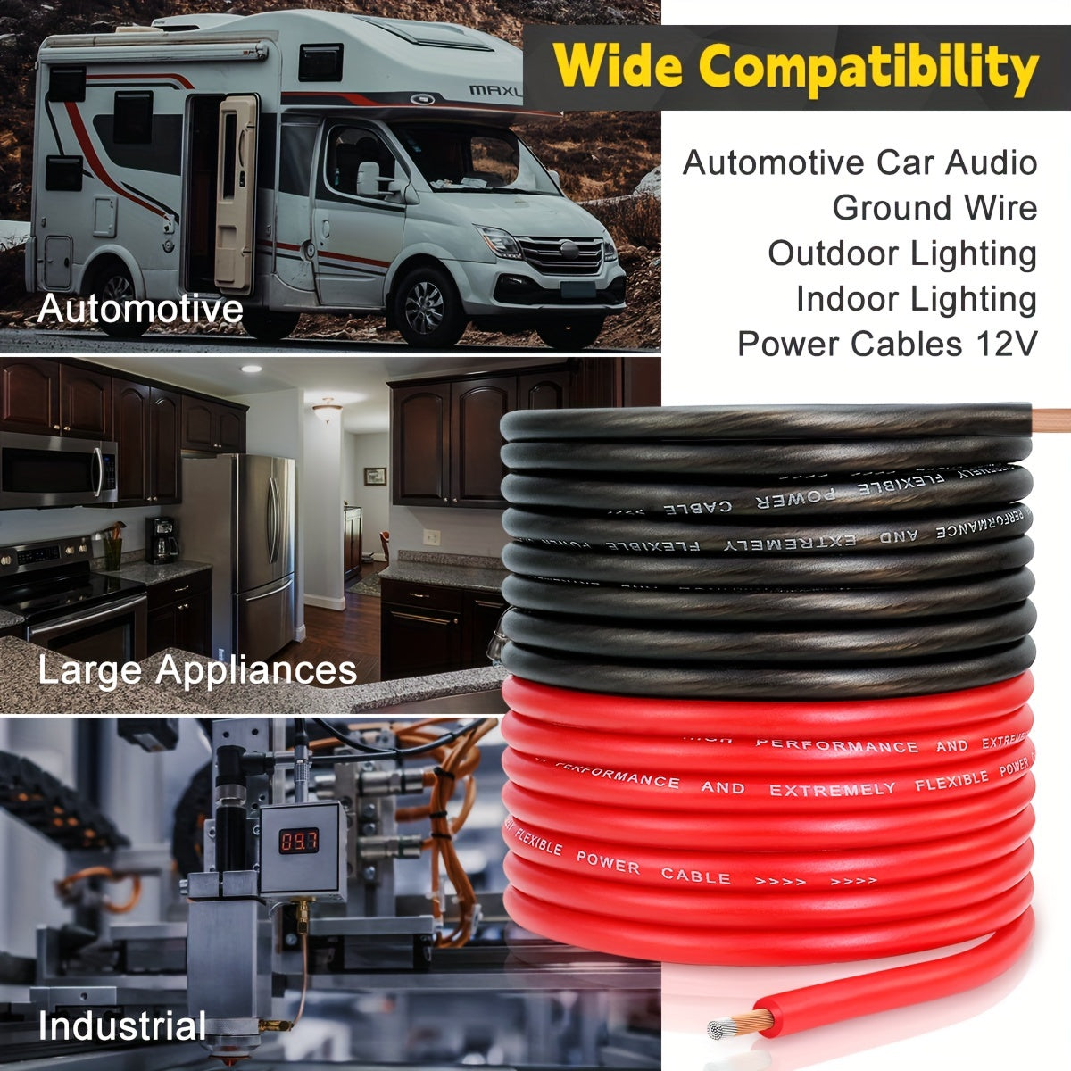 8 Gauge Wire 50ft CCA Wire, (25ft Black+25ft Red) Automotive Wire Car Audio Battery Cable, Power/Ground Wire, Marine, Welding Cable, Electrical Wire Audio Wiring For Speaker Amp