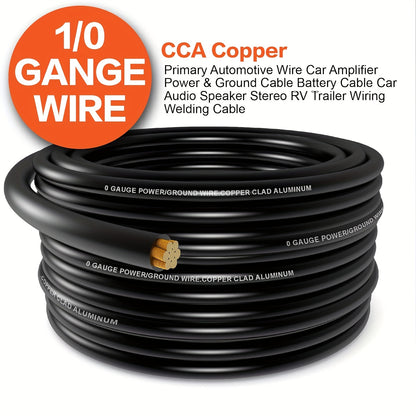 1/0 Gauge Wires (20 Feet Each - Red/black), (25 Feet Each - Red/black) Copper-clad Aluminum CCA - Primary Automotive Wires, Automotive Amplifier Power And Ground Cables, Car Audio Speaker Battery Cables, Solar, Automotive, RV