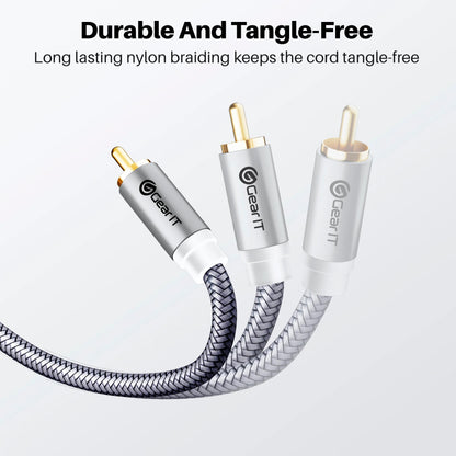 GEARit RCA Cable (50FT) 2RCA Male to 2RCA Male Stereo Audio Cables Shielded Braided RCA Stereo Cable for Home Theater, HDTV, Amplifiers, Hi-Fi Systems, Car Audio, Speakers