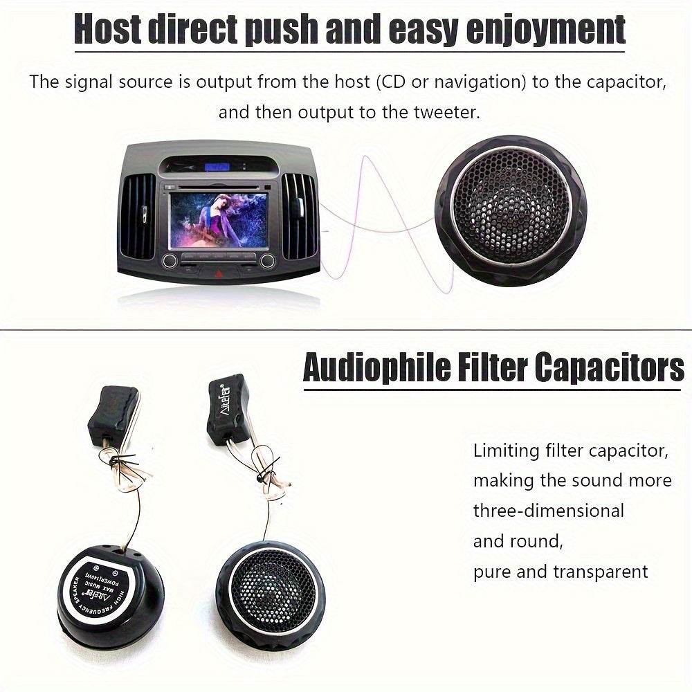 2pcs 280W Car Tweeters with Crossover Filter - Film Soft Dome Stereo Speakers, Balanced Sound Car Audio Speaker Boxes
