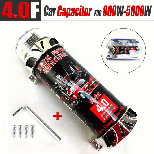 4.0 Farad Car Capacitor For Audio Digital Power Capacitor Amplifier Regulator StabilizerLED Voltage Display Car Audio Modification, For 800W-5000W