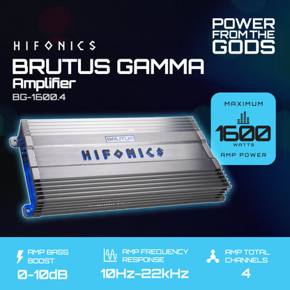 Hifonics Brutus Gamma Monoblock Super D Class Car Audio Sound System Subwoofer Speaker Amp Amplifier with Bass Knob