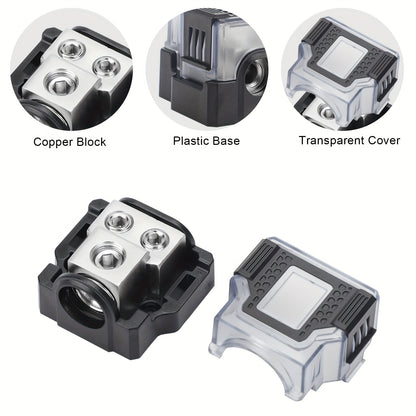 Universal Power Distribution Block, 2/3/4 Way Amplifier Connector, For Car & Marine Audio Enthusiasts, Multiple Gauge Outputs 0/2/4 AWG and 4/8/10 AWG, for Upgrading Car Stereo Systems & Car Audio, Without Battery