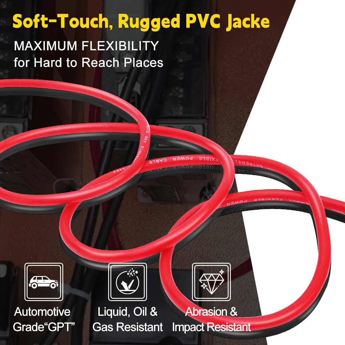 8 Gauge Wire 50ft CCA Wire, (25ft Black+25ft Red) Automotive Wire Car Audio Battery Cable, Power/Ground Wire, Marine, Welding Cable, Electrical Wire Audio Wiring For Speaker Amp