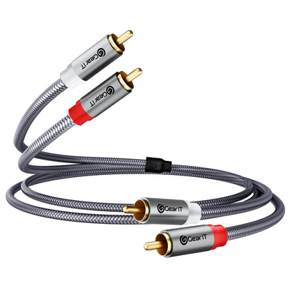 GEARit RCA Cable (50FT) 2RCA Male to 2RCA Male Stereo Audio Cables Shielded Braided RCA Stereo Cable for Home Theater, HDTV, Amplifiers, Hi-Fi Systems, Car Audio, Speakers