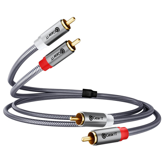 GEARit RCA Cable (50FT) 2RCA Male to 2RCA Male Stereo Audio Cables Shielded Braided RCA Stereo Cable for Home Theater, HDTV, Amplifiers, Hi-Fi Systems, Car Audio, Speakers
