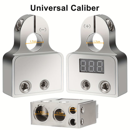 2pcs Digital Car Battery Terminal Connectors, DC 12-24V 0/2/4/8/10 Gauge Positive Negative, for Car Audio, Marine, Truck