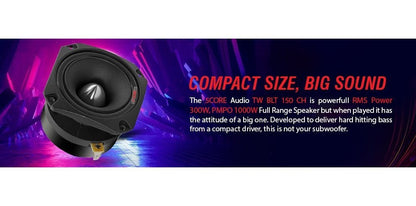 5 CORE Tweeters Speakers Car Audio Pair 600W Combined Peak 4 Ohm 3.5 Inch Aluminum Super Bullet Tuiters para Sonido para Carro - TW BLT 150 BLK Pair